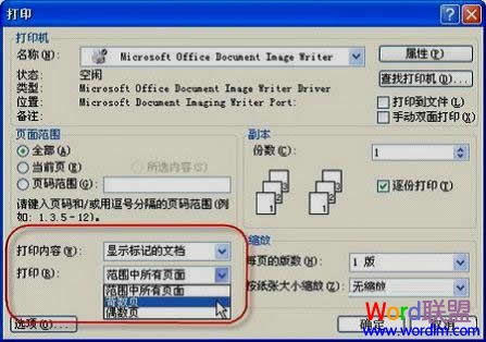 Word2003文档打印奇数页或偶数页